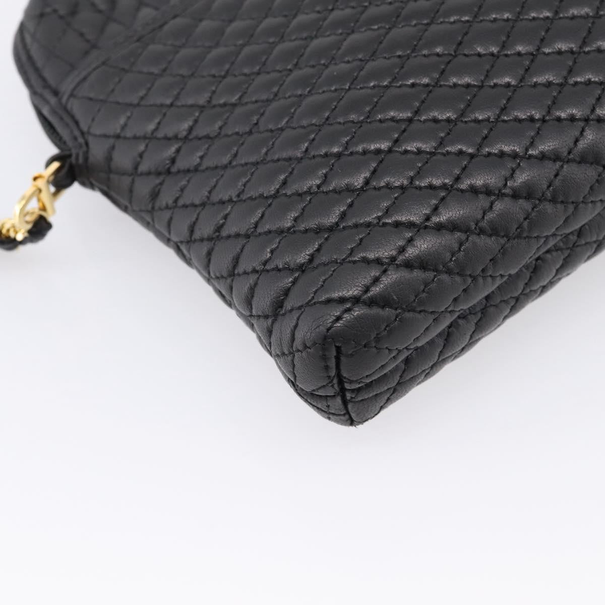 Bally Vintage Chain Quilted Leather Black Leather Shoulder Bag Bag (Pre-Owned)