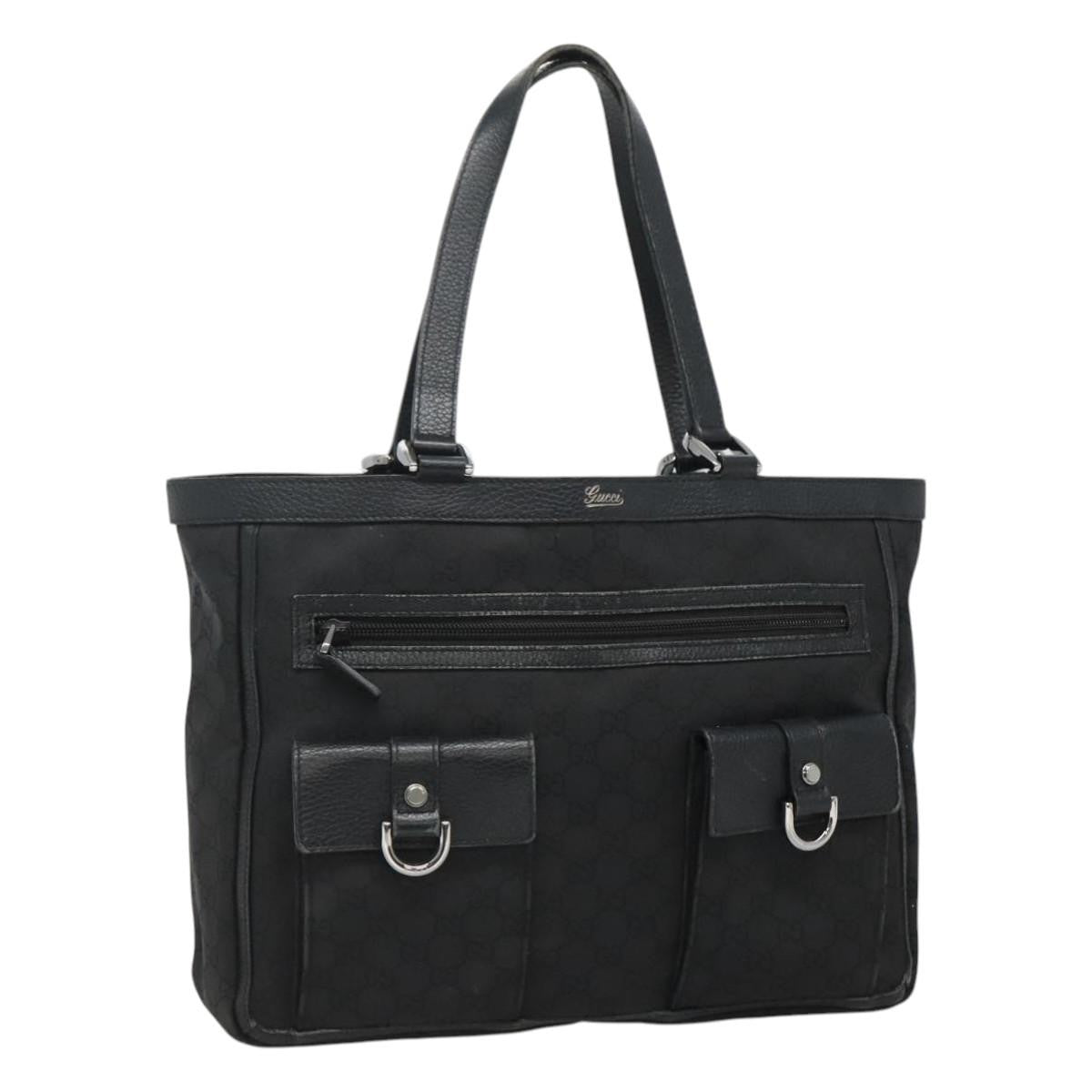Gucci Abbey Pocket Tote Gg Canvas And Leather Black Canvas Tote Bag Bag (Pre-Owned)