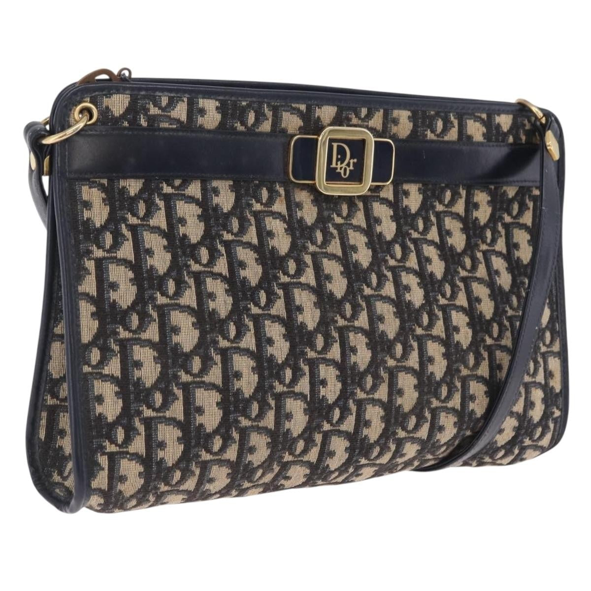 Christian Dior Trotter Shoulder Canvas Navy Canvas Handbag (Pre-Owned)