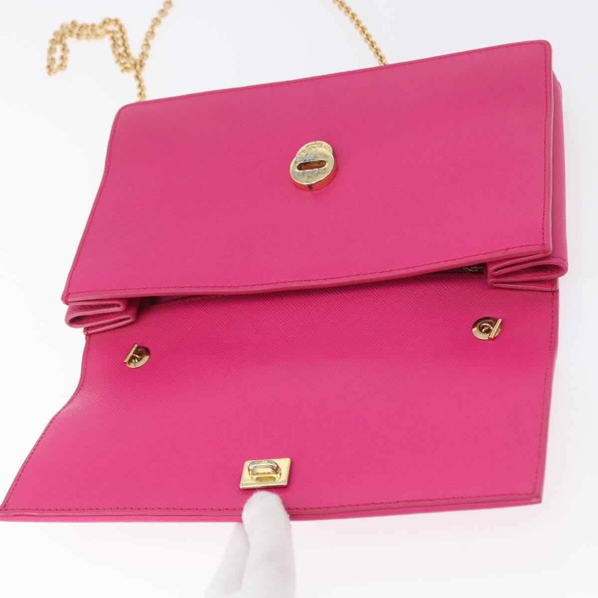 Salvatore Ferragamo Vala Chain Leather Pink Leather Shoulder Bag Bag (Pre-Owned)