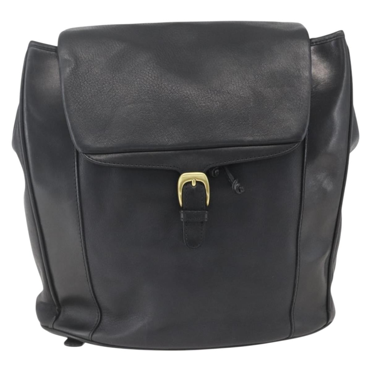 Bally Vintage Leather Black Leather Backpack Bag (Pre-Owned)