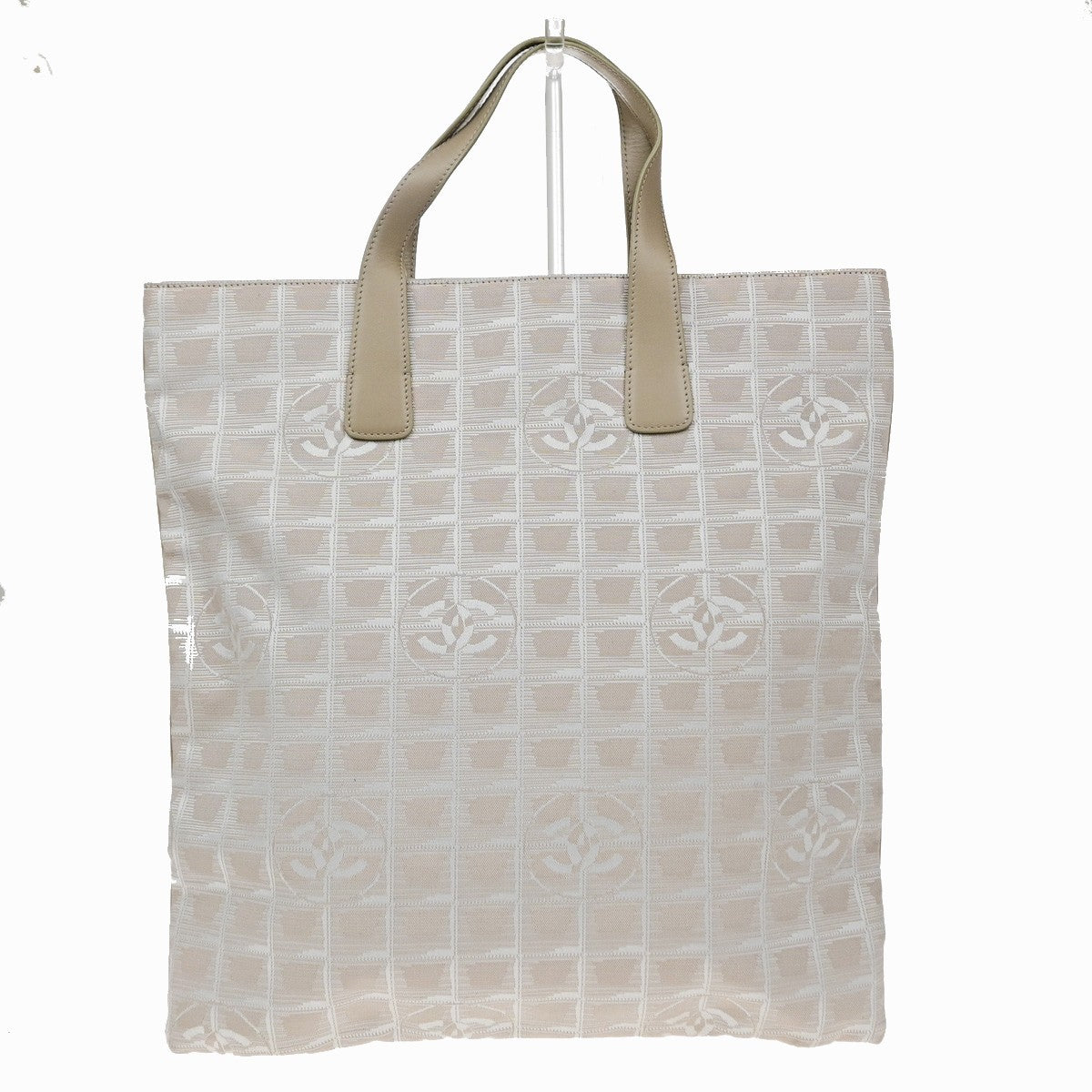Chanel Travel Line Tote Nylon Beige Nylon Tote Bag Bag (Pre-Owned)