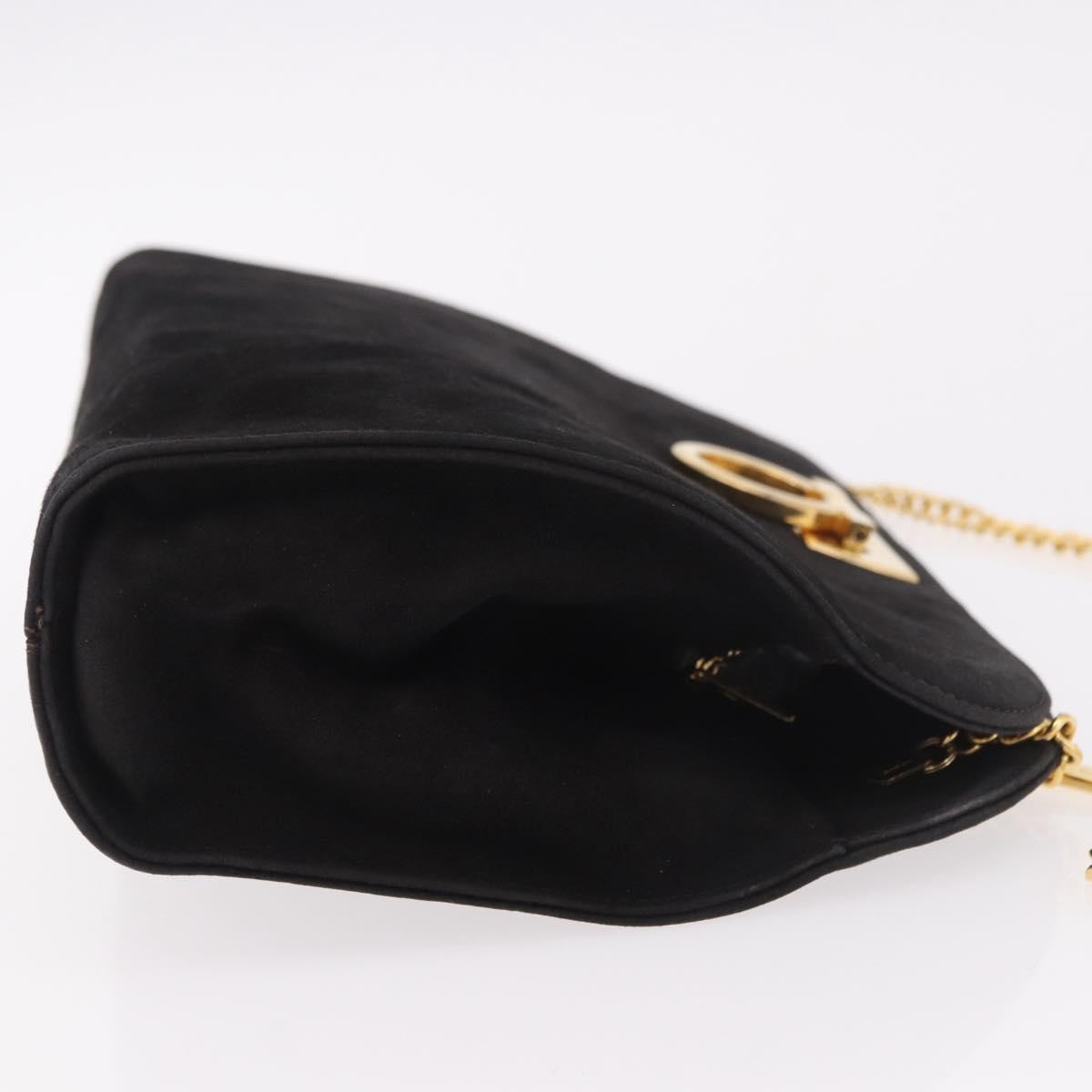 Salvatore Ferragamo Gancini Chain Suede Black Suede Shoulder Bag Bag (Pre-Owned)