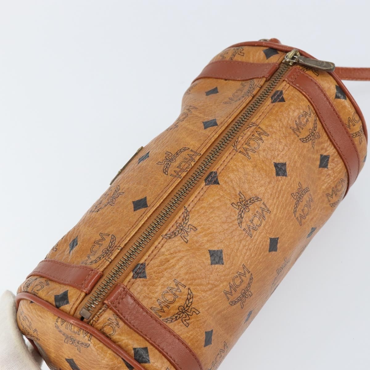 MCM Visetos Canvas And Leather Brown Canvas Shoulder Bag Bag (Pre-Owned)