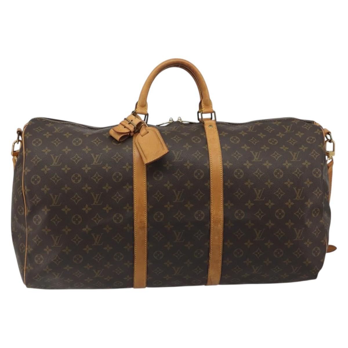 Louis Vuitton Keepall Bandoulière Monogram Brown Canvas Travel Bag Bag (Pre-Owned)