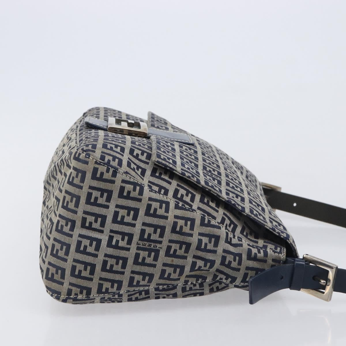 Fendi Zucchino Mamma Baguette Canvas Navy Canvas Shoulder Bag Bag (Pre-Owned)