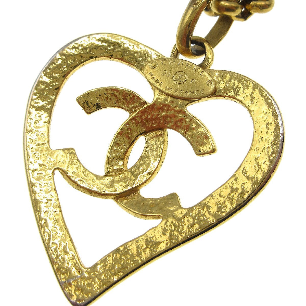 Chanel Cc Heart Pendant Metal Gold Gold_Plated Necklace Jewelry (Pre-Owned)
