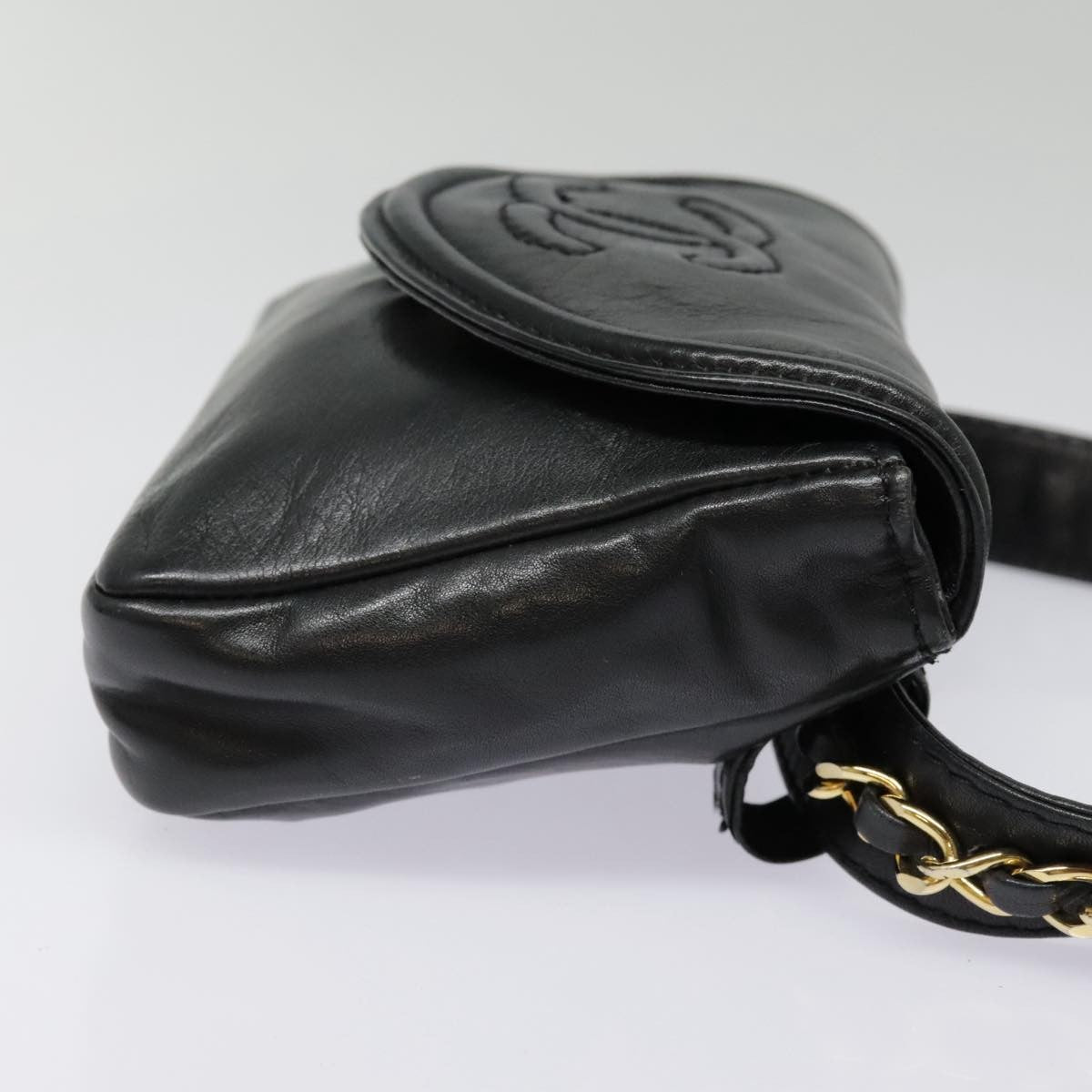 Chanel Chain Envelope Belt Quilted Calfskin Black Leather Clutche & Pouche Bag (Pre-Owned)