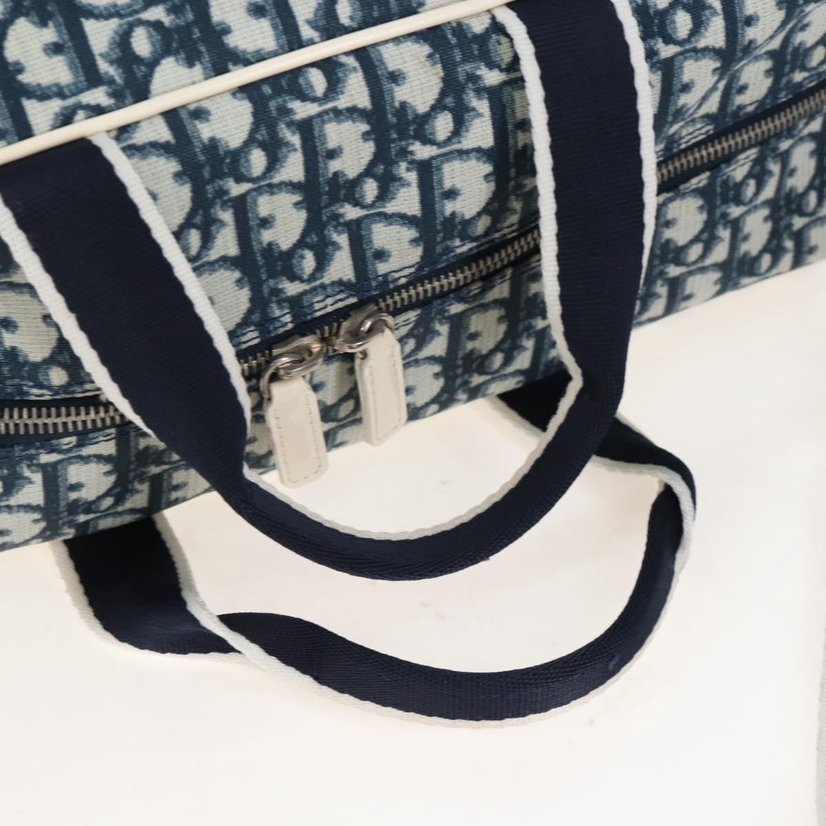 Christian Dior Vintage Girly Boston Diorissimo Canvas Navy Canvas Handbag (Pre-Owned)