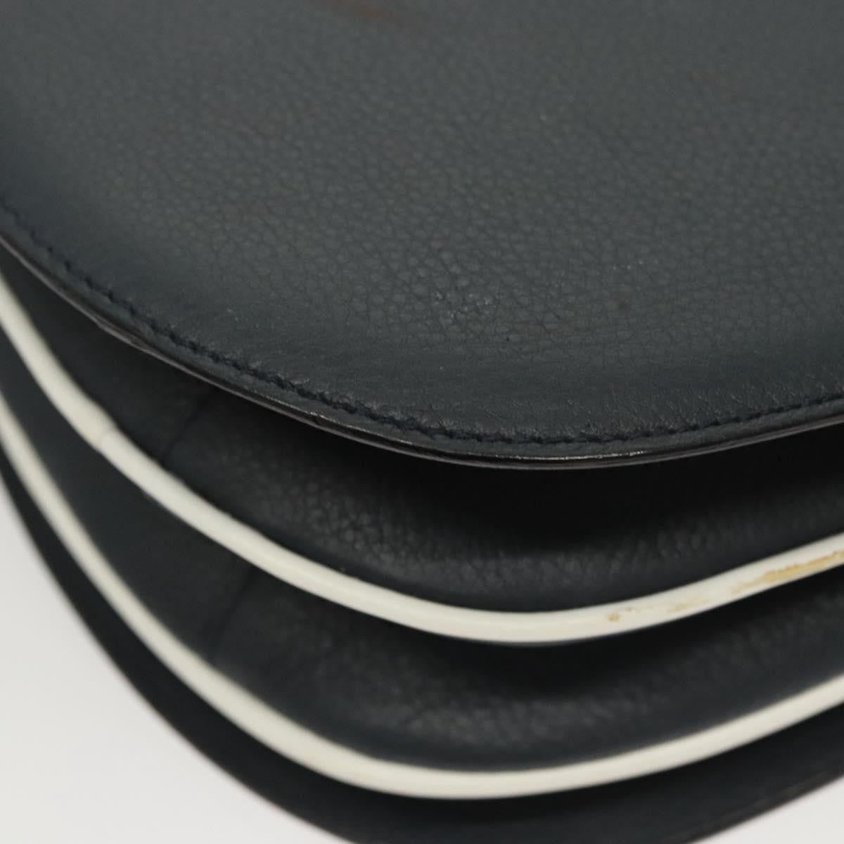Bally Vintage Leather Navy Leather Handbag (Pre-Owned)