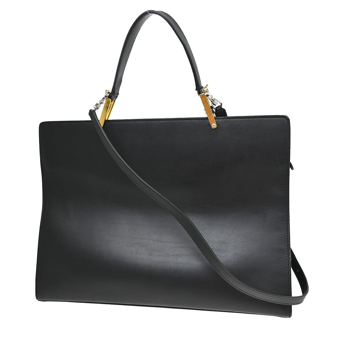 Balenciaga Le Dix Zip Cartable Top Handle Leather Black Leather Handbag (Pre-Owned)