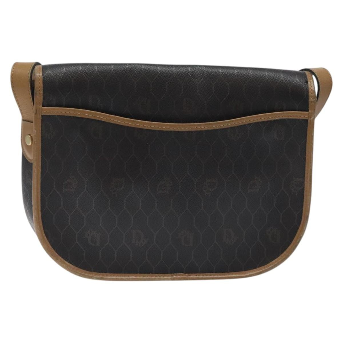 Christian Dior Vintage Honeycomb Flap Coated Canvas Black Canvas Shoulder Bag Bag (Pre-Owned)