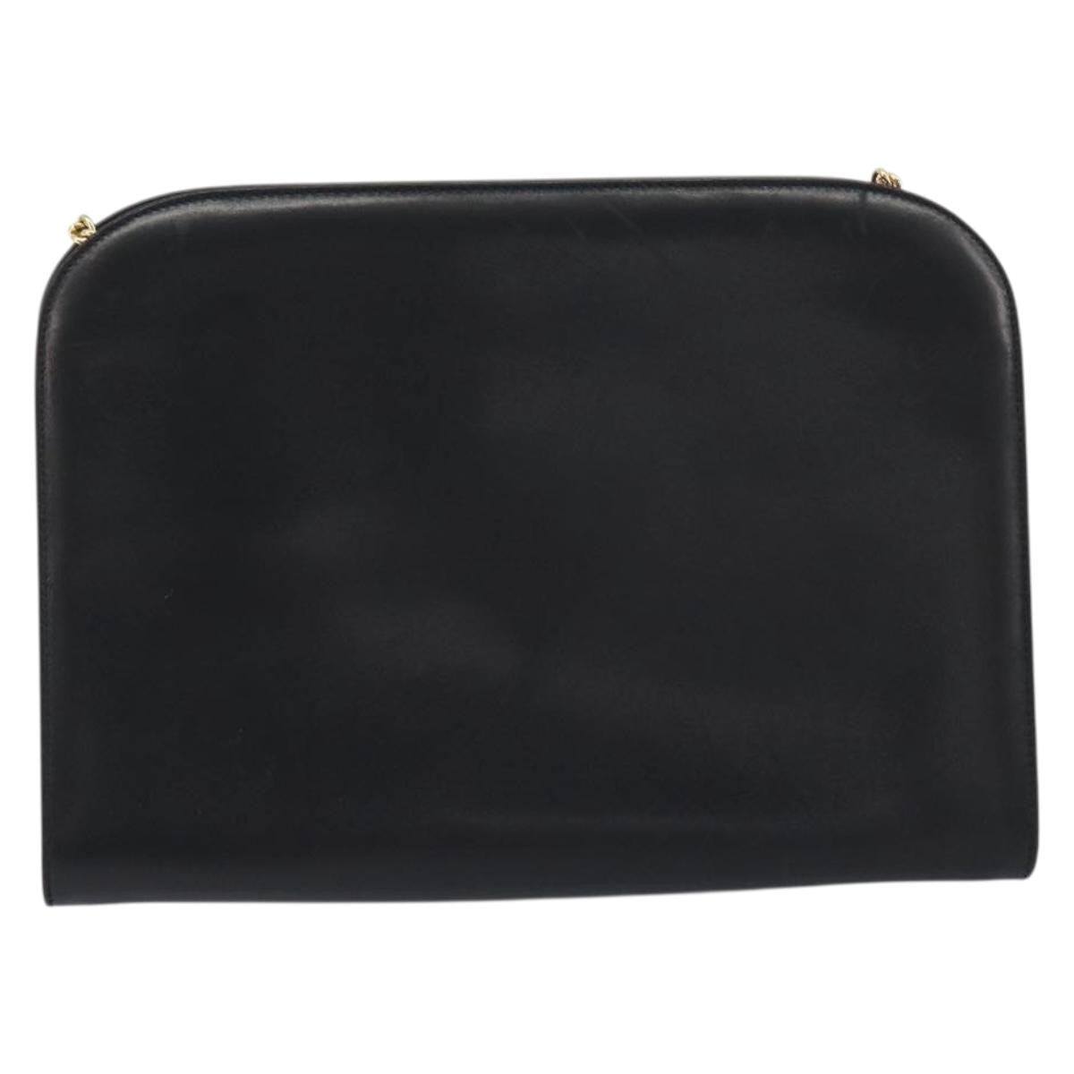 Salvatore Ferragamo Vintage Gancini Chain Leather Black Leather Shoulder Bag Bag (Pre-Owned)