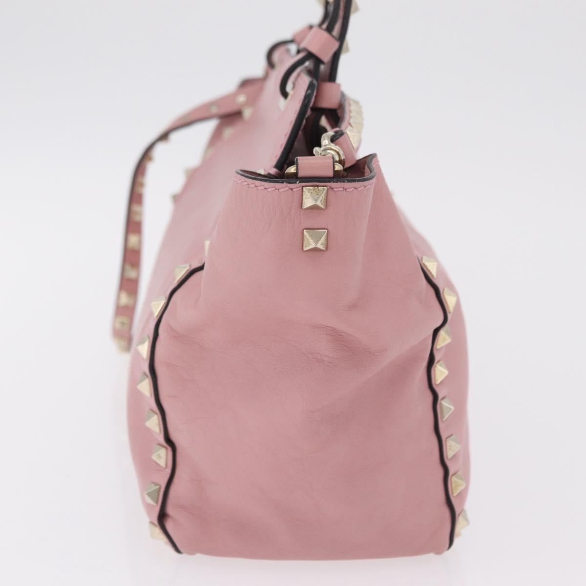 Valentino Garavani Rockstud Soft Leather Pink Leather Tote Bag Bag (Pre-Owned)