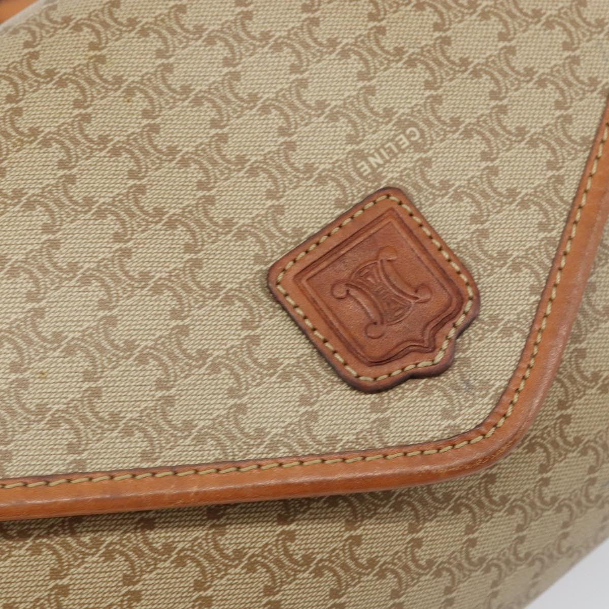 Celine Vintage Macadam Canvas And Leather Beige Canvas Shoulder Bag Bag (Pre-Owned)