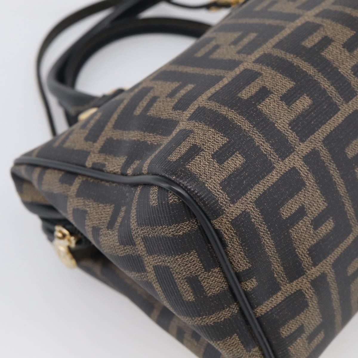 Fendi Convertible Boston Zucca Canvas Brown Canvas Handbag (Pre-Owned)
