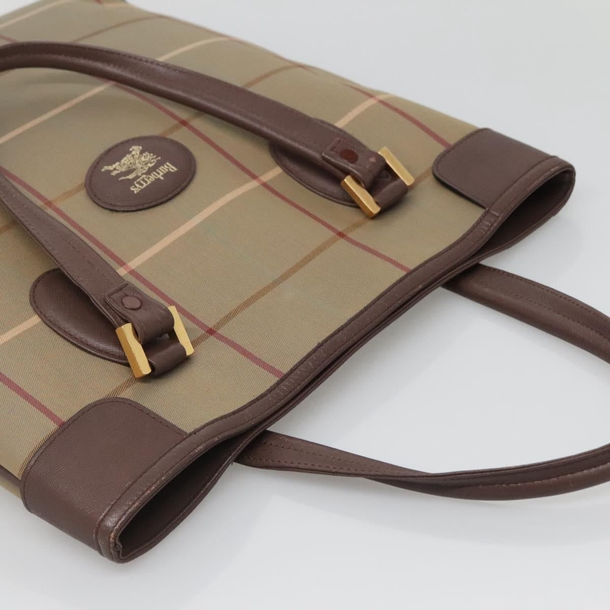 Burberry Nova Check Tote Canvas And Leather Beige Canvas Tote Bag Bag (Pre-Owned)