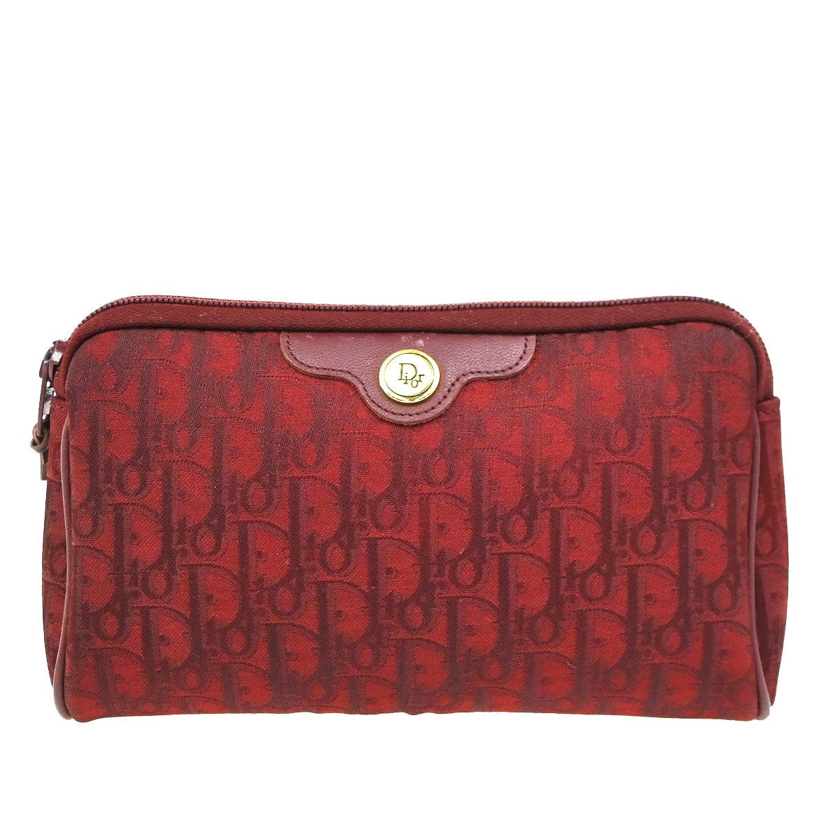 Christian Dior Vintage Trotter Canvas Red Canvas Clutche & Pouche Bag (Pre-Owned)