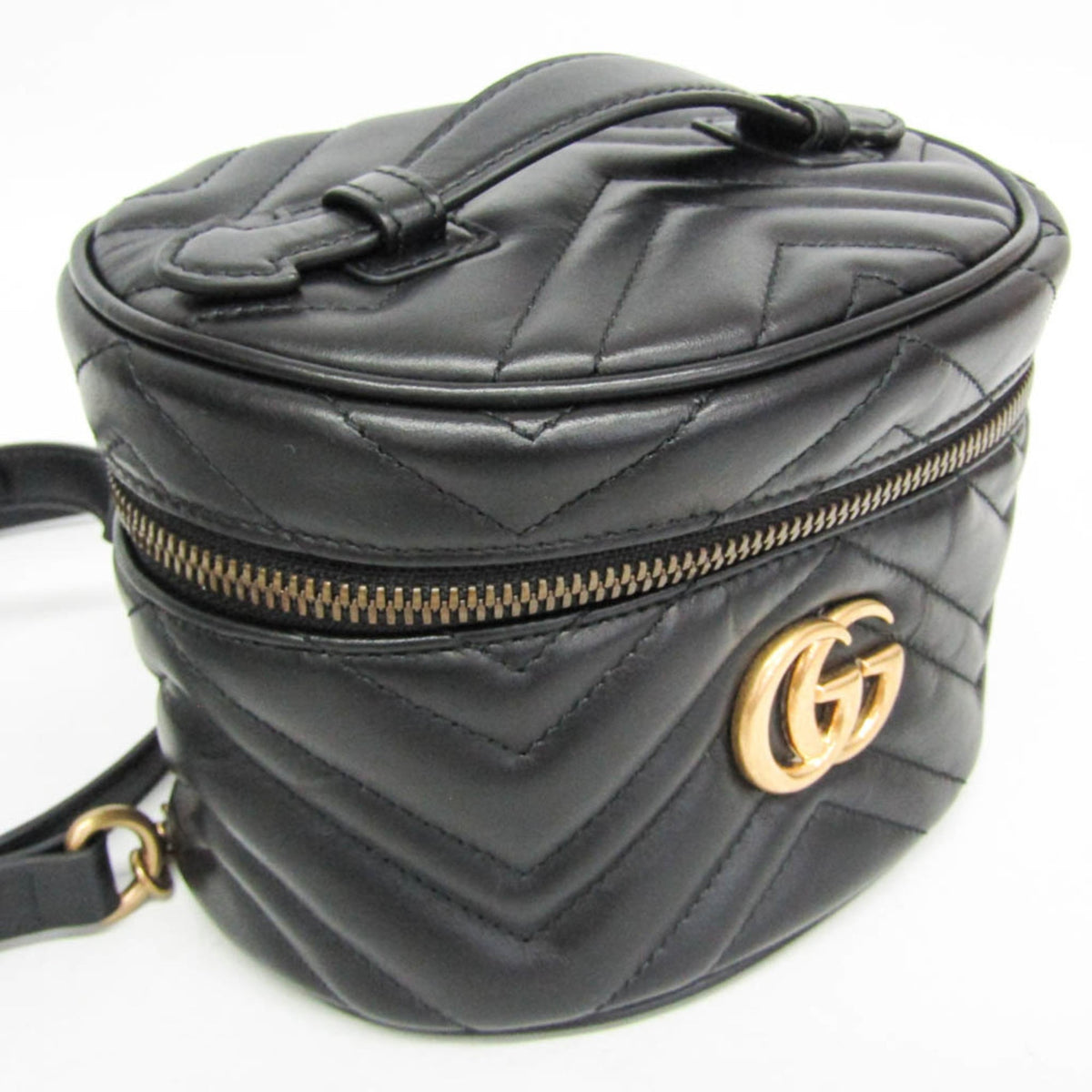 Gucci Gg Marmont Vanity Matelasse Leather Black Leather Backpack Bag (Pre-Owned)