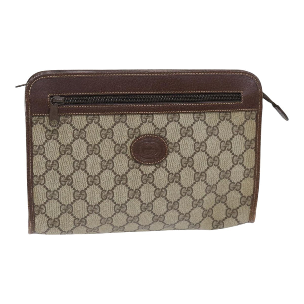 Gucci Gg Supreme Clutch Pvc Beige Pvc Clutche & Pouche Bag (Pre-Owned)