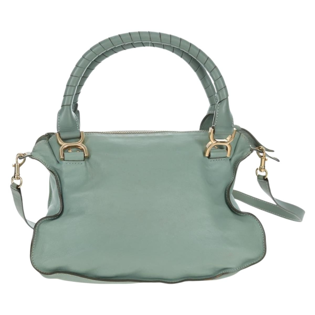Chloe Marcie Top Handle Leather Green Leather Handbag (Pre-Owned)