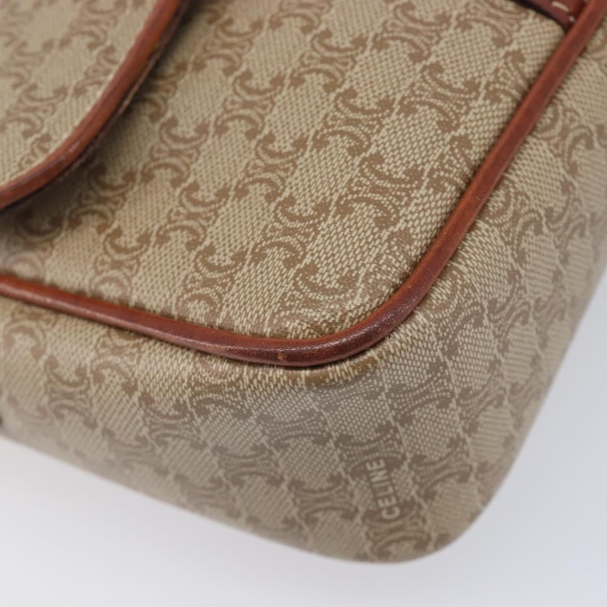 Celine Macadam Shoulder Canvas Beige Canvas Crossbody Bag Bag (Pre-Owned)