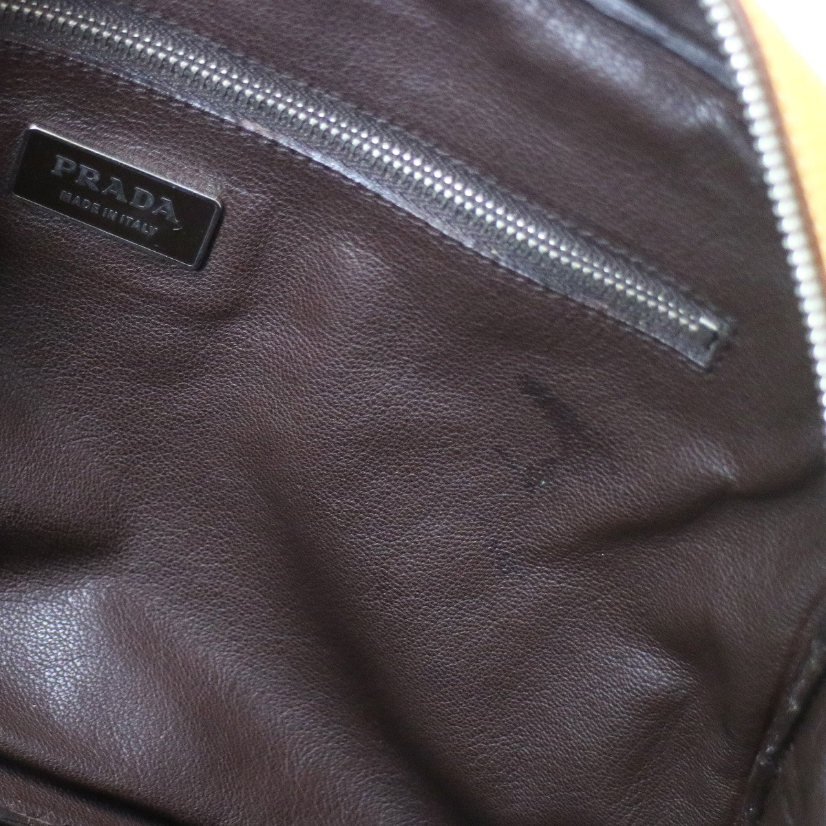 Prada Bauletto Saffiano Leather Beige Leather Handbag (Pre-Owned)