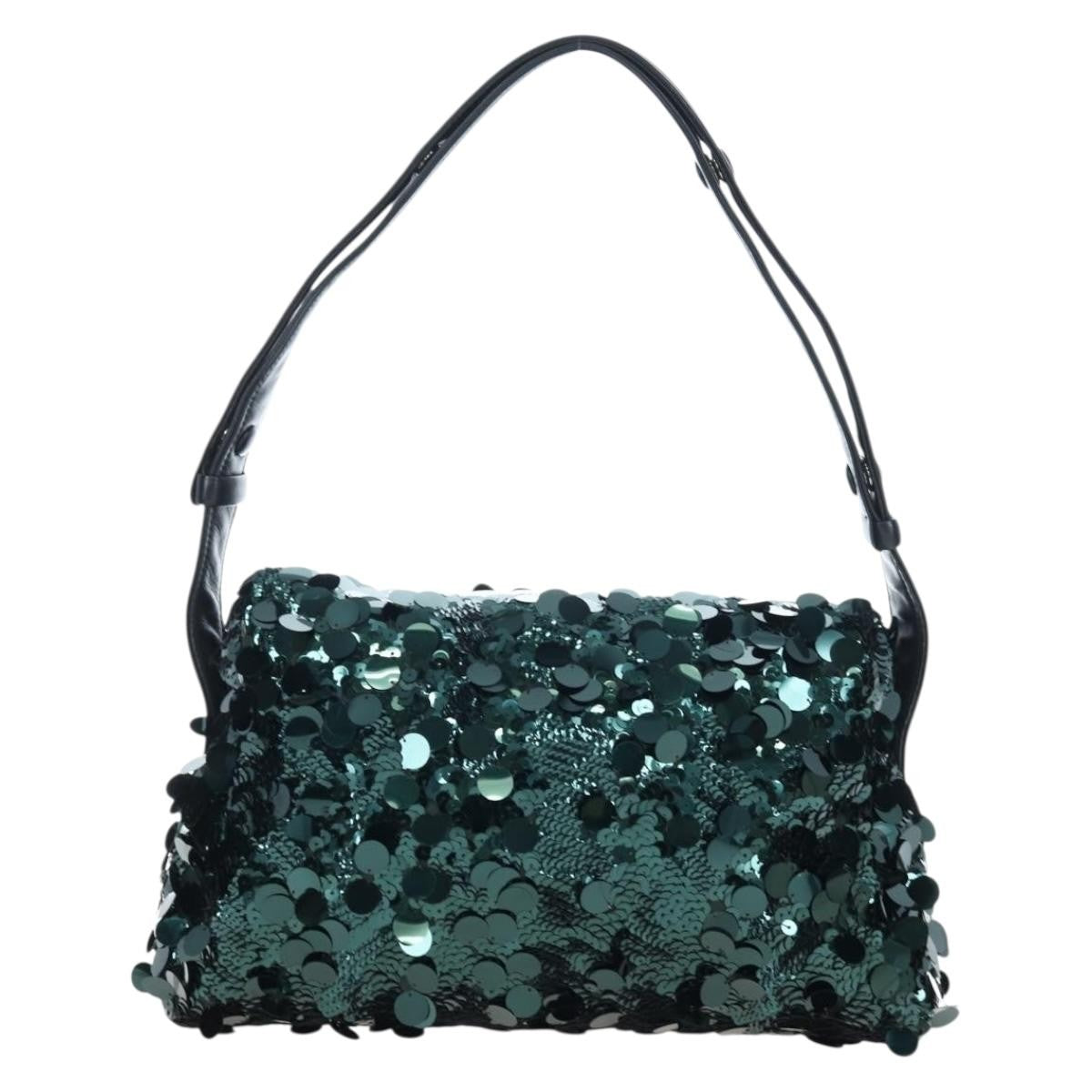 Prada Shoulder Sequins Green Synthetic Shoulder Bag Bag (Pre-Owned)