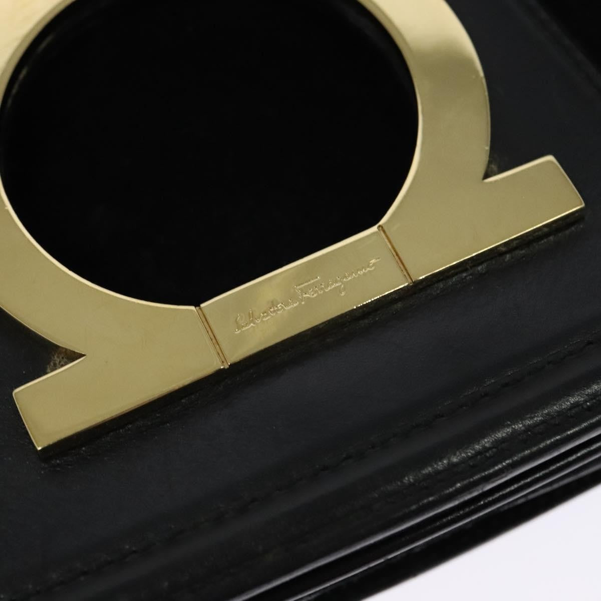 Salvatore Ferragamo Gancini Suede Black Suede Shoulder Bag Bag (Pre-Owned)
