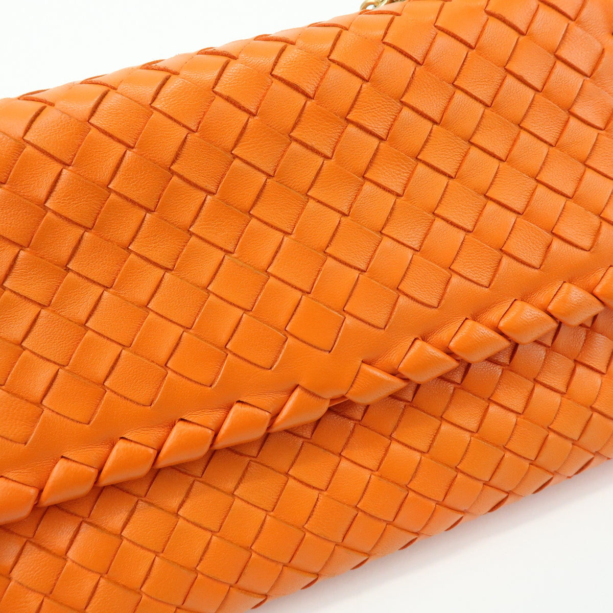 Bottega Veneta Olimpia Intrecciato Nappa Orange Leather Crossbody Bag Bag (Pre-Owned)