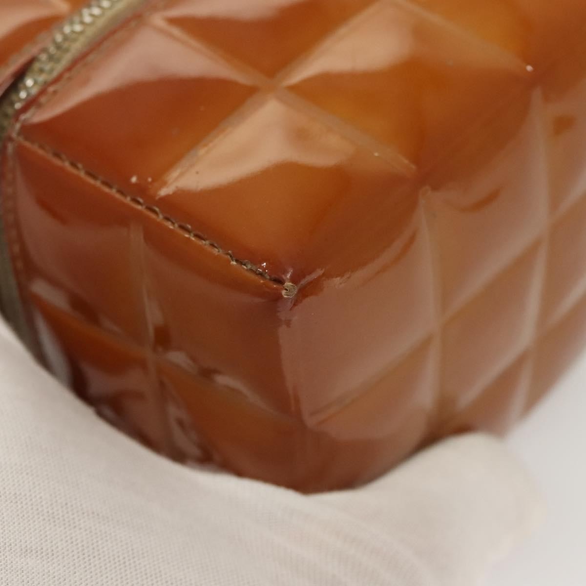 Chanel Rubiks Cube Wristlet Quilted Patent Brown Patent_Leather Bag (Pre-Owned)
