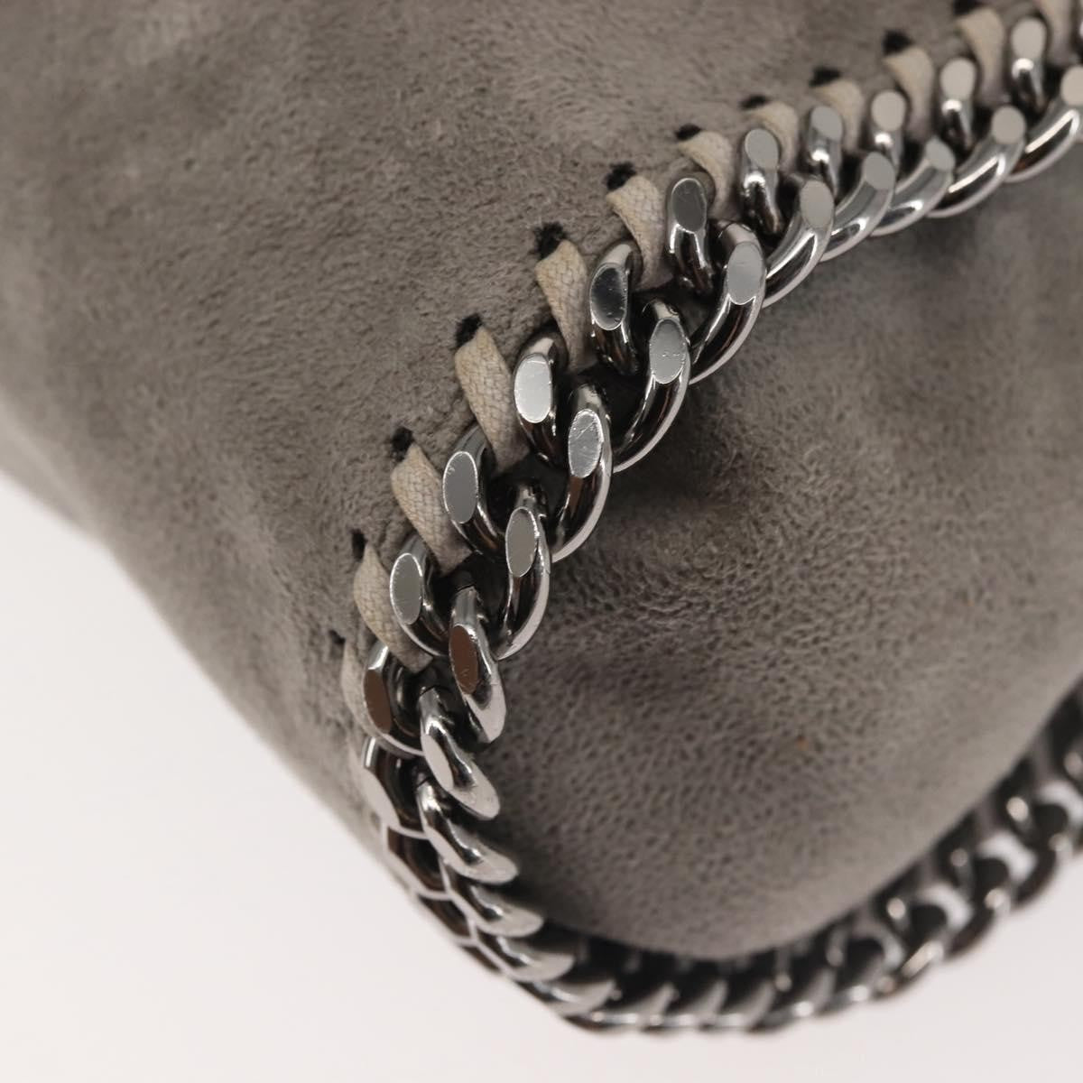 Stella Mccartney Falabella Fold Over Faux Suede Gray Synthetic Shoulder Bag Bag (Pre-Owned)