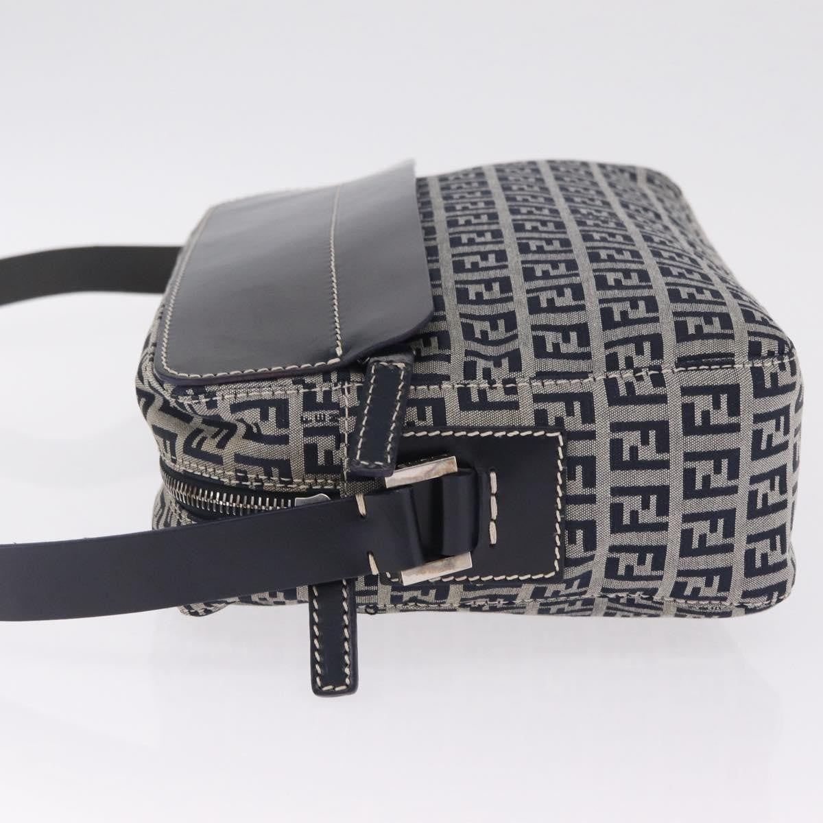 Fendi Shoulder Zucchino Canvas Navy Canvas Shoulder Bag Bag (Pre-Owned)