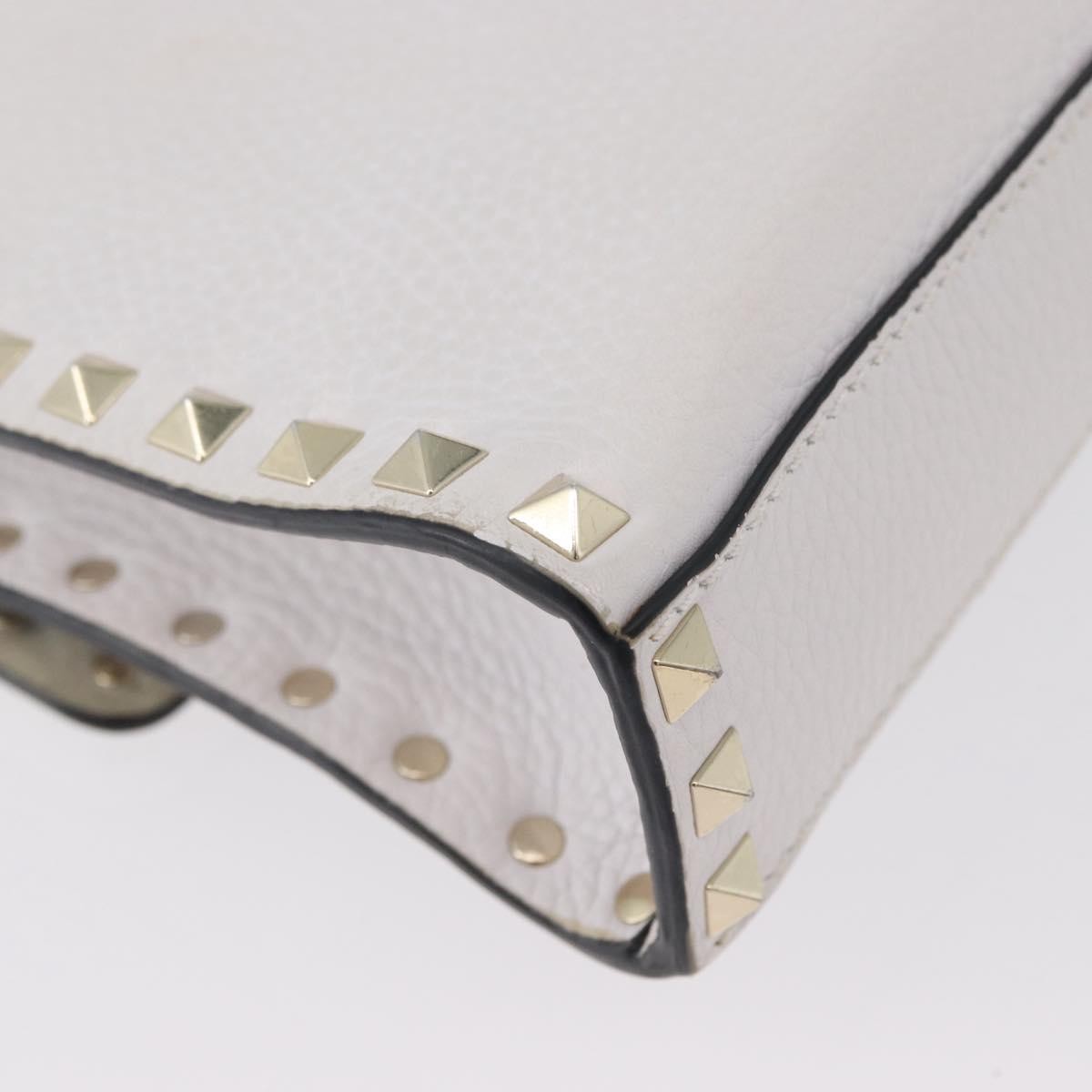 Valentino Garavani Rockstud Flip Lock Flap Leather White_Gold Leather Shoulder Bag Bag (Pre-Owned)
