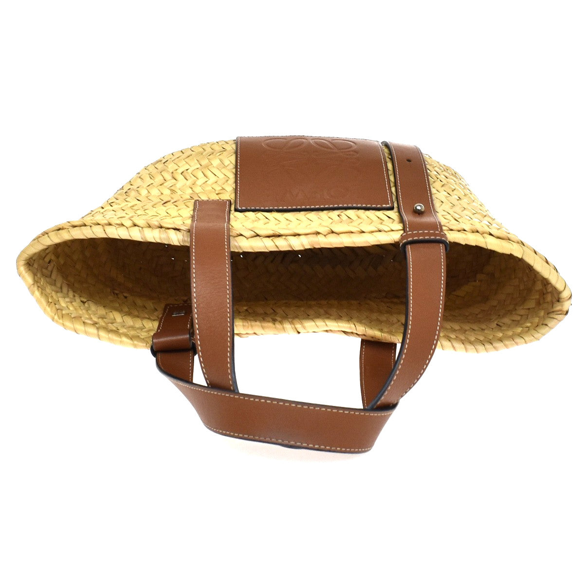 Loewe Basket Woven Raffia With Applique Beige Wicker Tote Bag Bag (Pre-Owned)