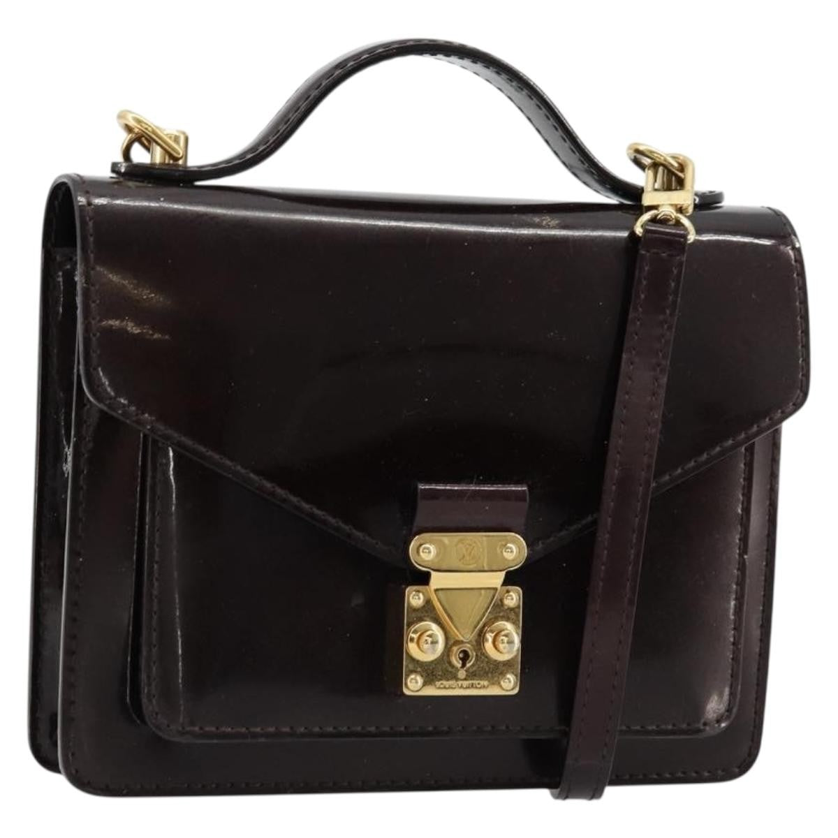 Louis Vuitton Monceau Vernis Burgundy Patent_Leather Handbag (Pre-Owned)