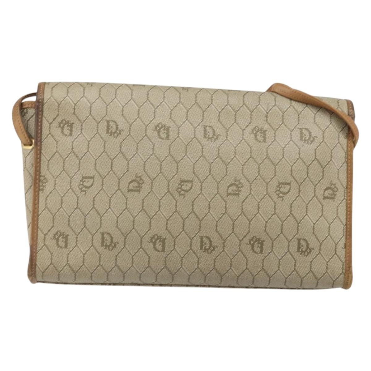 Christian Dior Vintage Honeycomb Canvas And Leather Beige Canvas Shoulder Bag Bag (Pre-Owned)