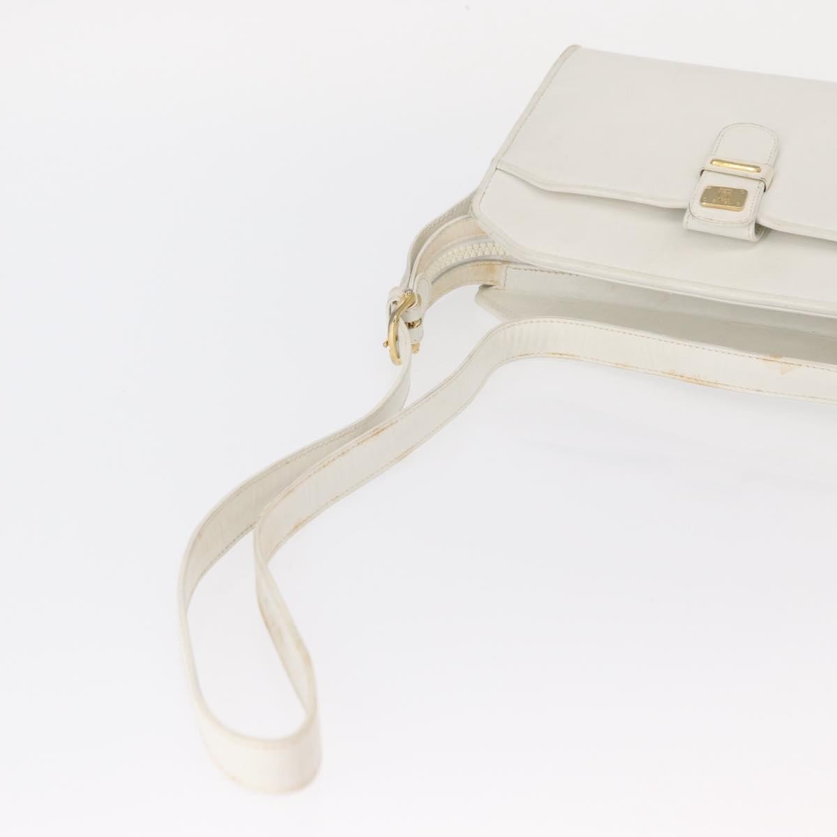 Celine Vintage Leather White Leather Shoulder Bag Bag (Pre-Owned)