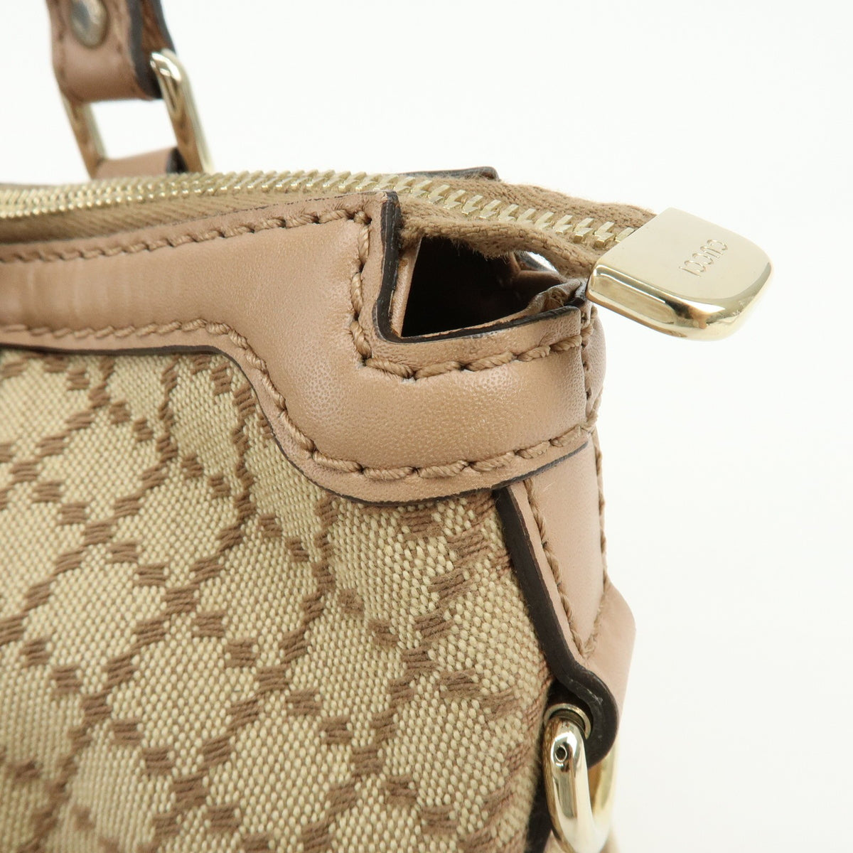 Gucci Sukey Diamante Canvas With Leather Beige Canvas Tote Bag Bag (Pre-Owned)