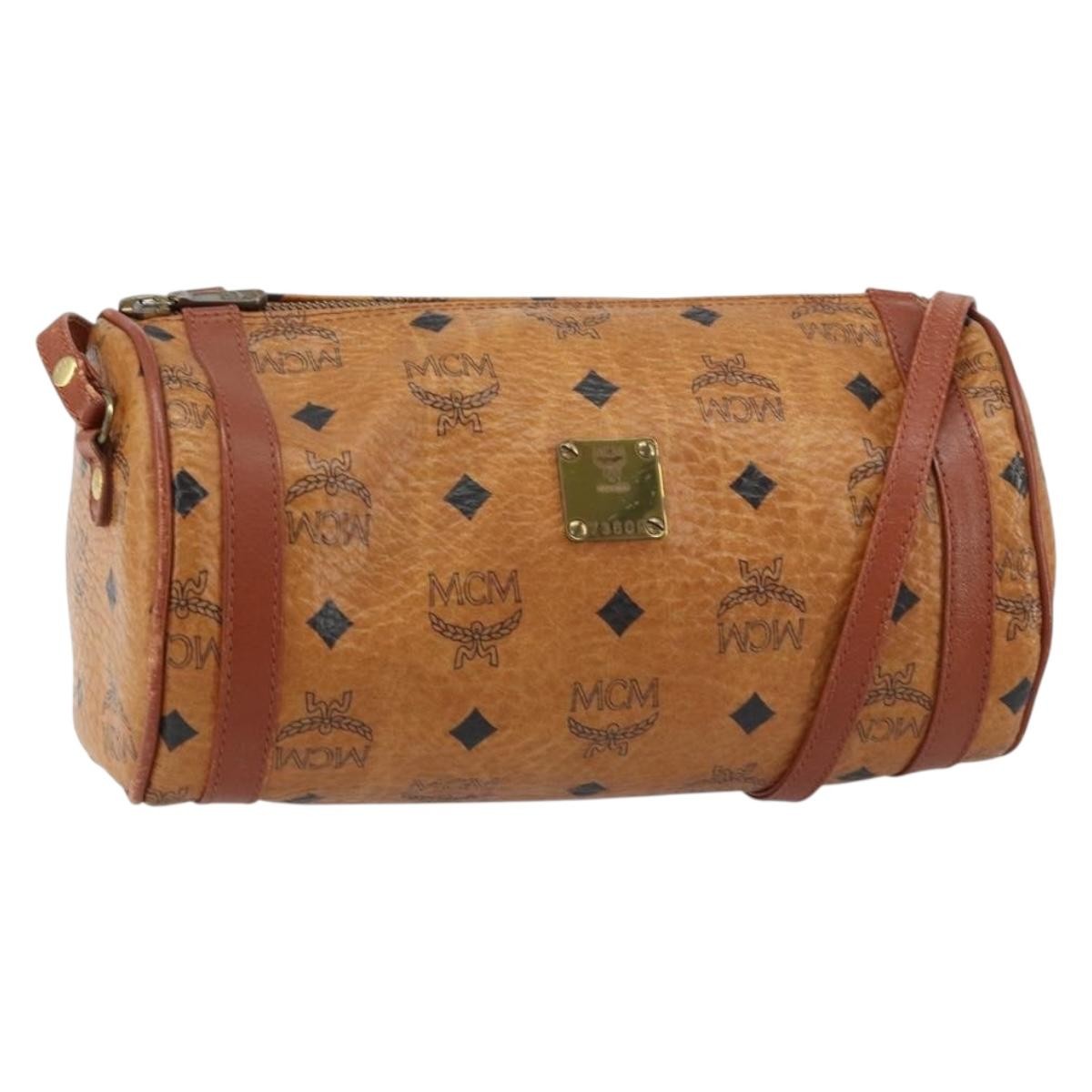 MCM Visetos Canvas And Leather Brown Canvas Shoulder Bag Bag (Pre-Owned)
