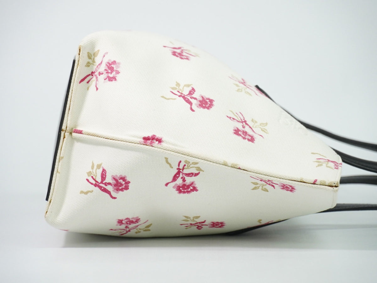 Loewe T Shopper Printed Canvas White Canvas Tote Bag Bag (Pre-Owned)