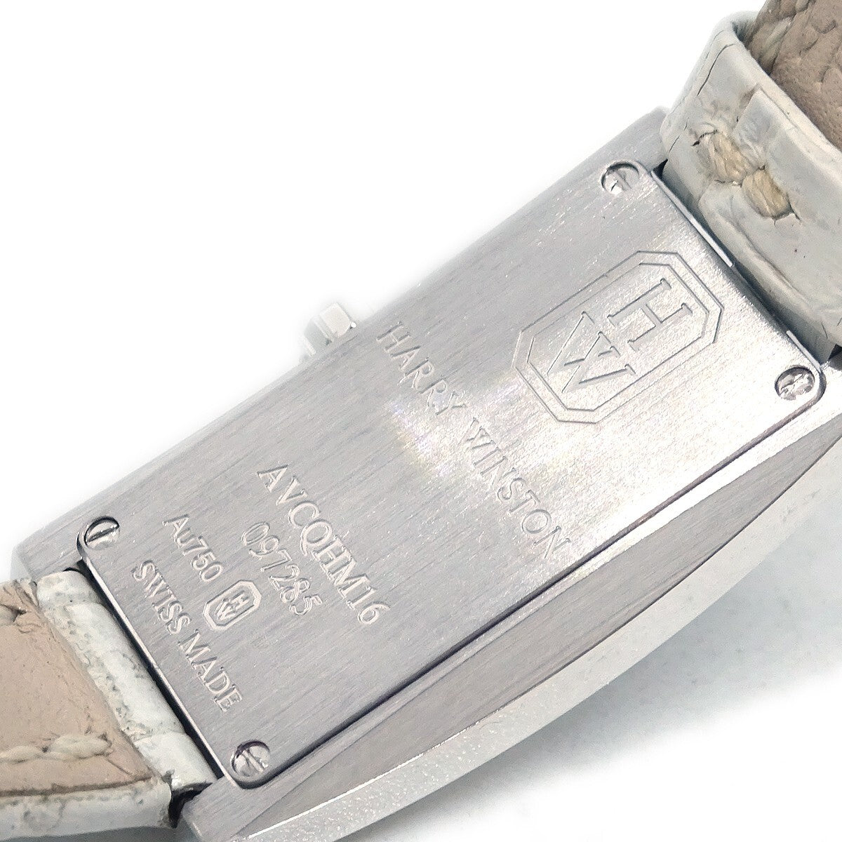Harry Winston Avenue C Quartz White Gold And Alligator With Diamond Bezel And Mother Of Pearl Watch (Pre-Owned)