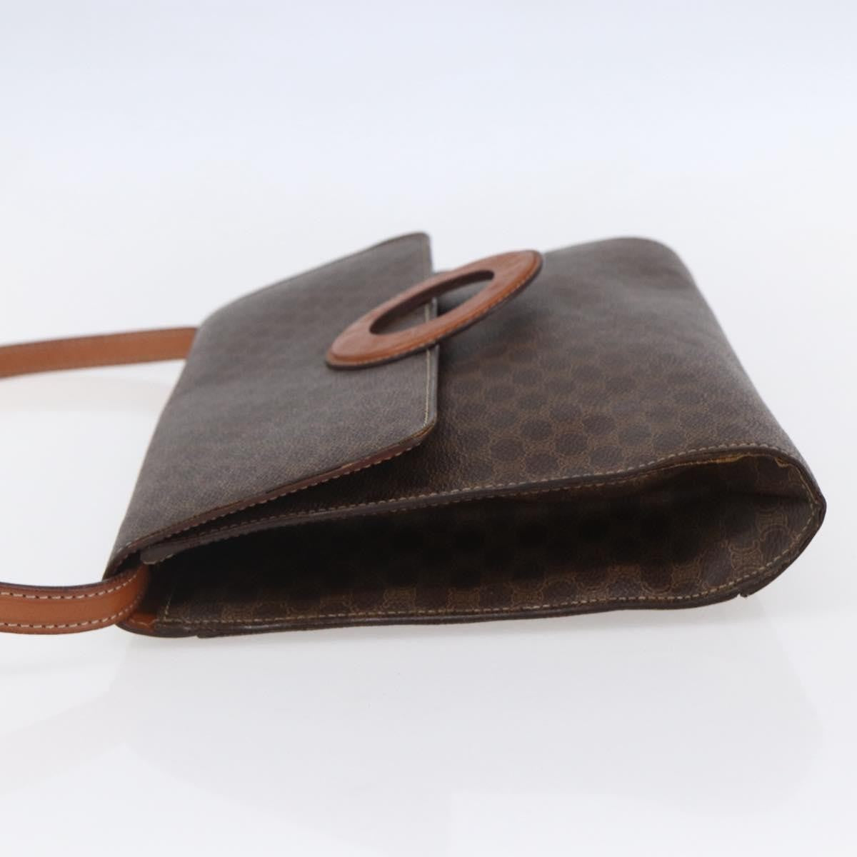 Celine Vintage Macadam Circle Logo Canvas And Leather Brown Canvas Shoulder Bag Bag (Pre-Owned)