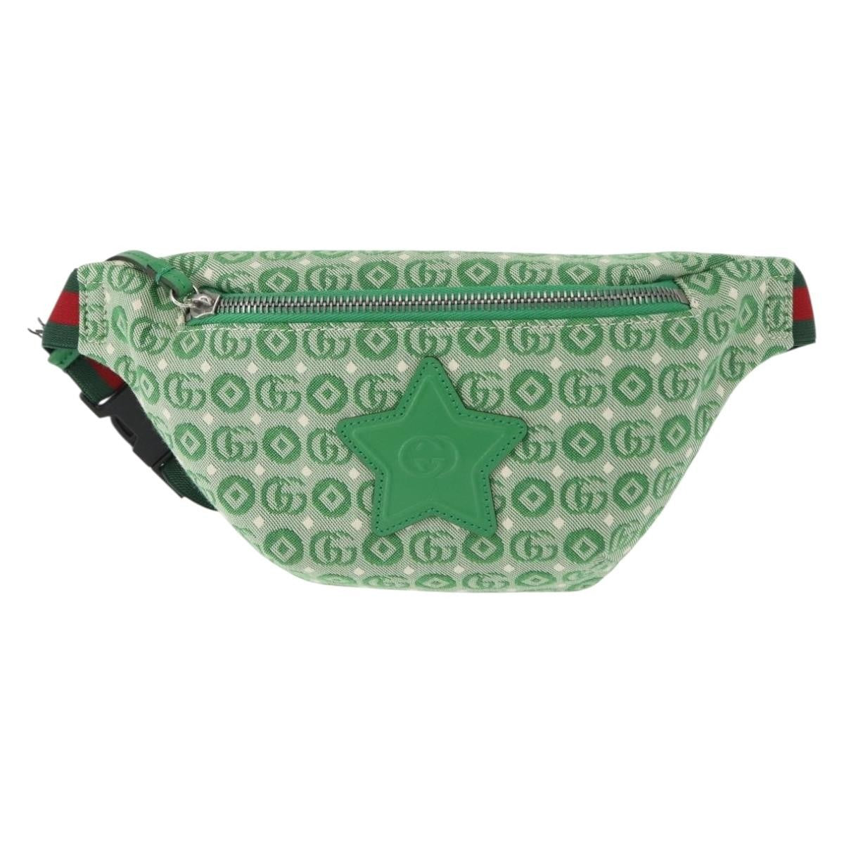 Gucci Waist Pouch Belt Gg Canvas And Leather Green Canvas Clutche & Pouche Bag (Pre-Owned)