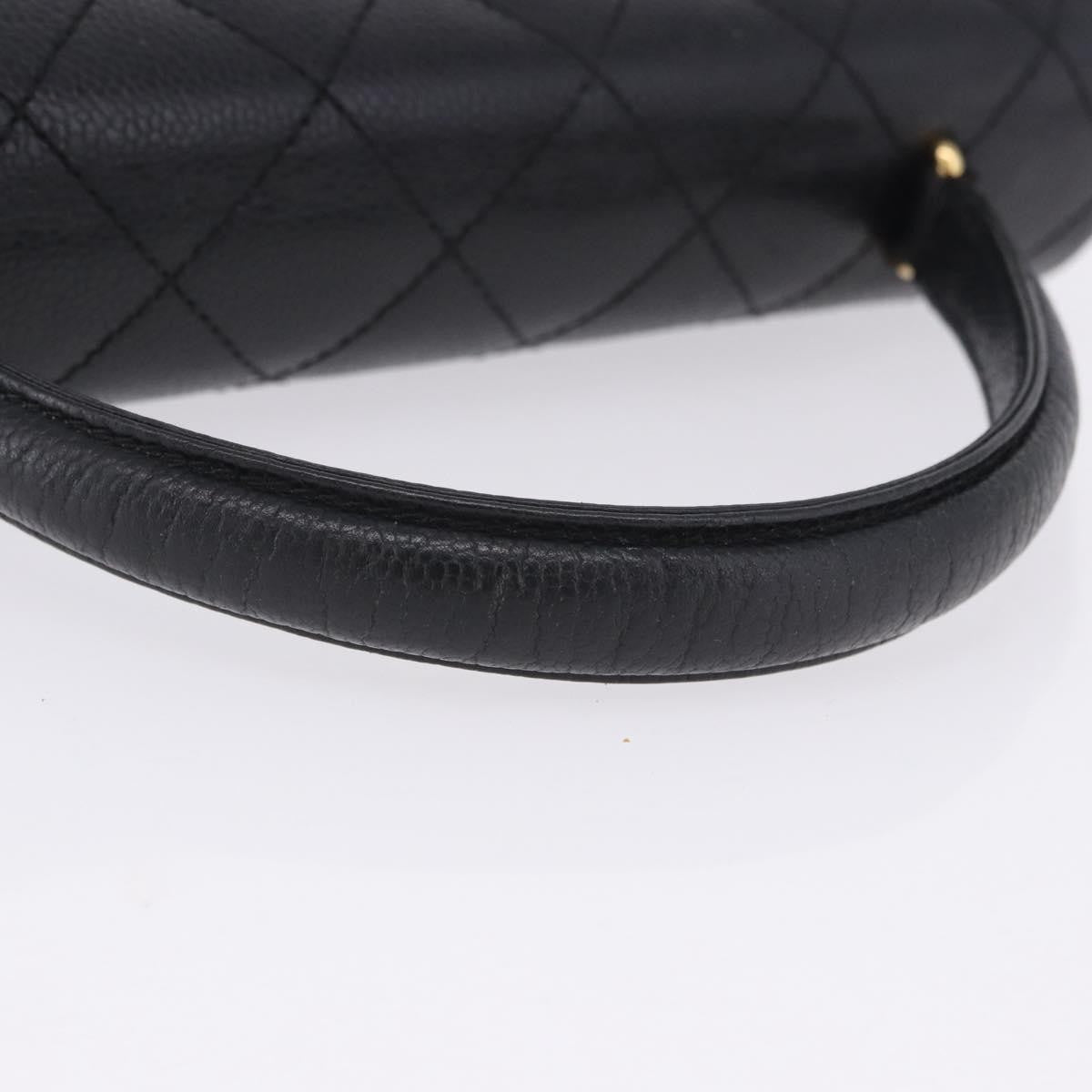 Chanel Coco Top Handle Quilted Caviar With Lizard Black Leather Handbag (Pre-Owned)