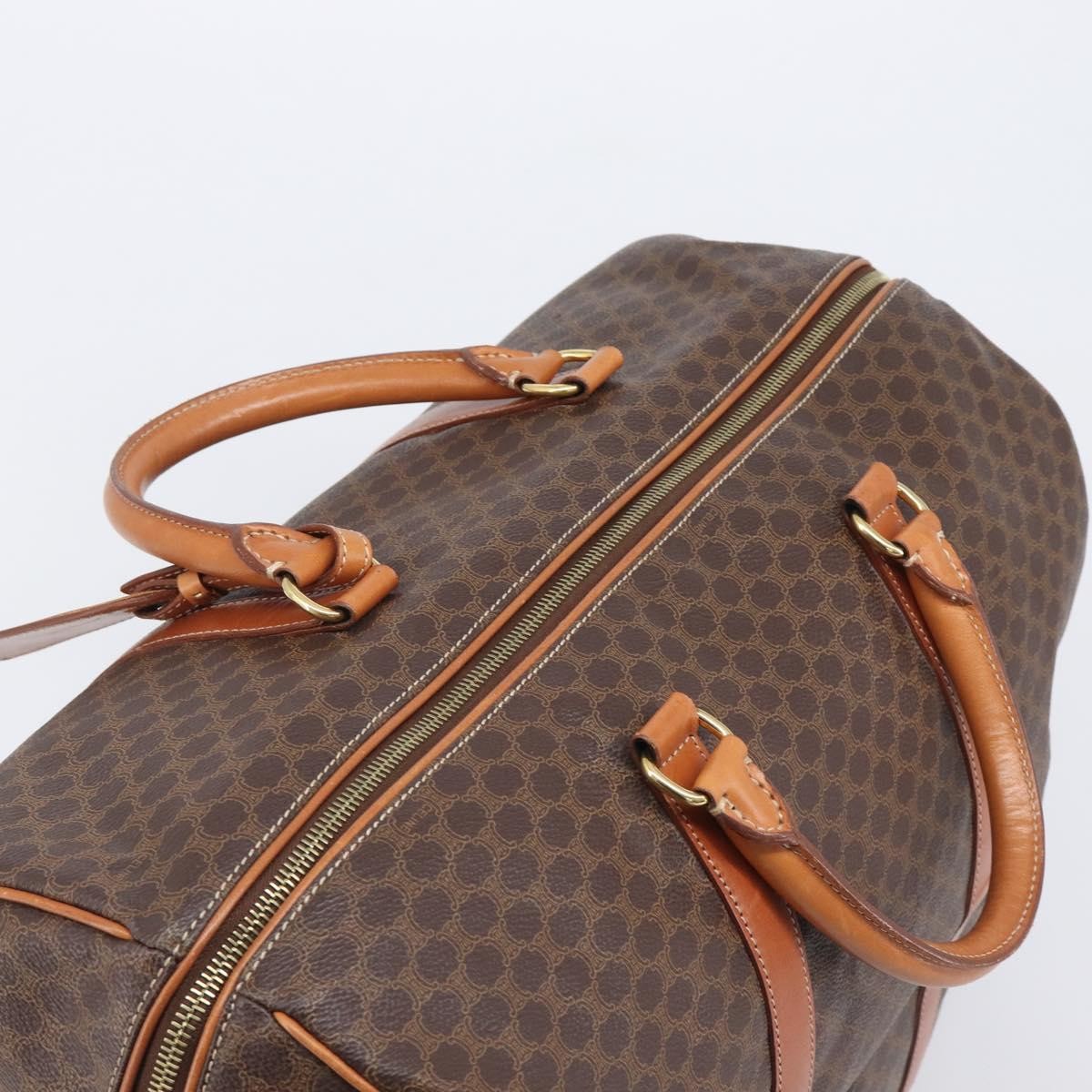 Celine Boston Triomphe Coated Canvas Brown Canvas Handbag (Pre-Owned)