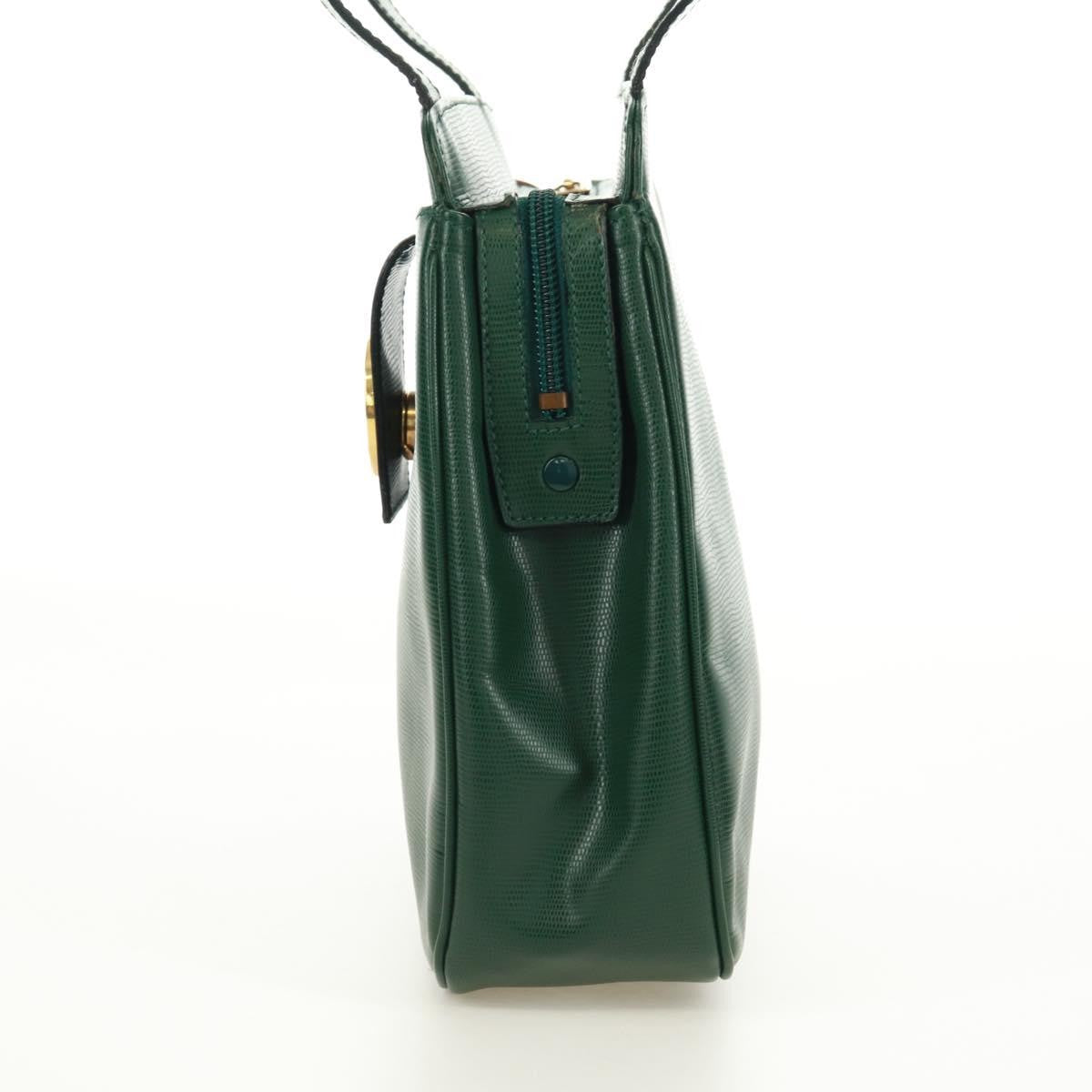 Celine Circle Logo Leather Green Leather Shoulder Bag Bag (Pre-Owned)