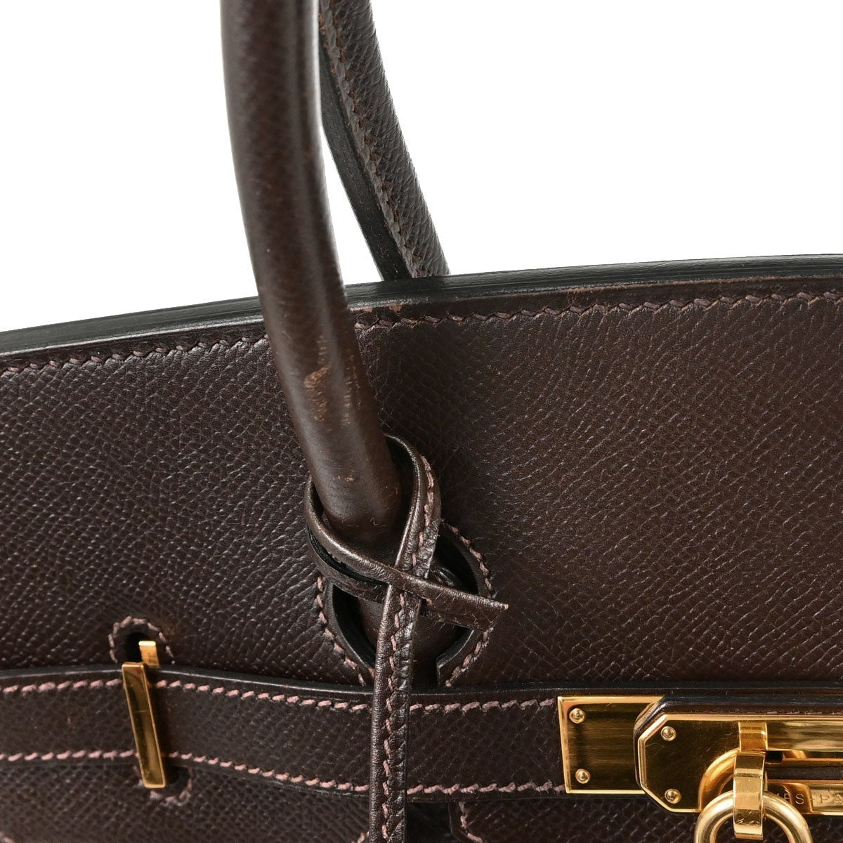 Hermes Birkin Brown Courchevel With Gold Hardware Brown Leather Handbag (Pre-Owned)