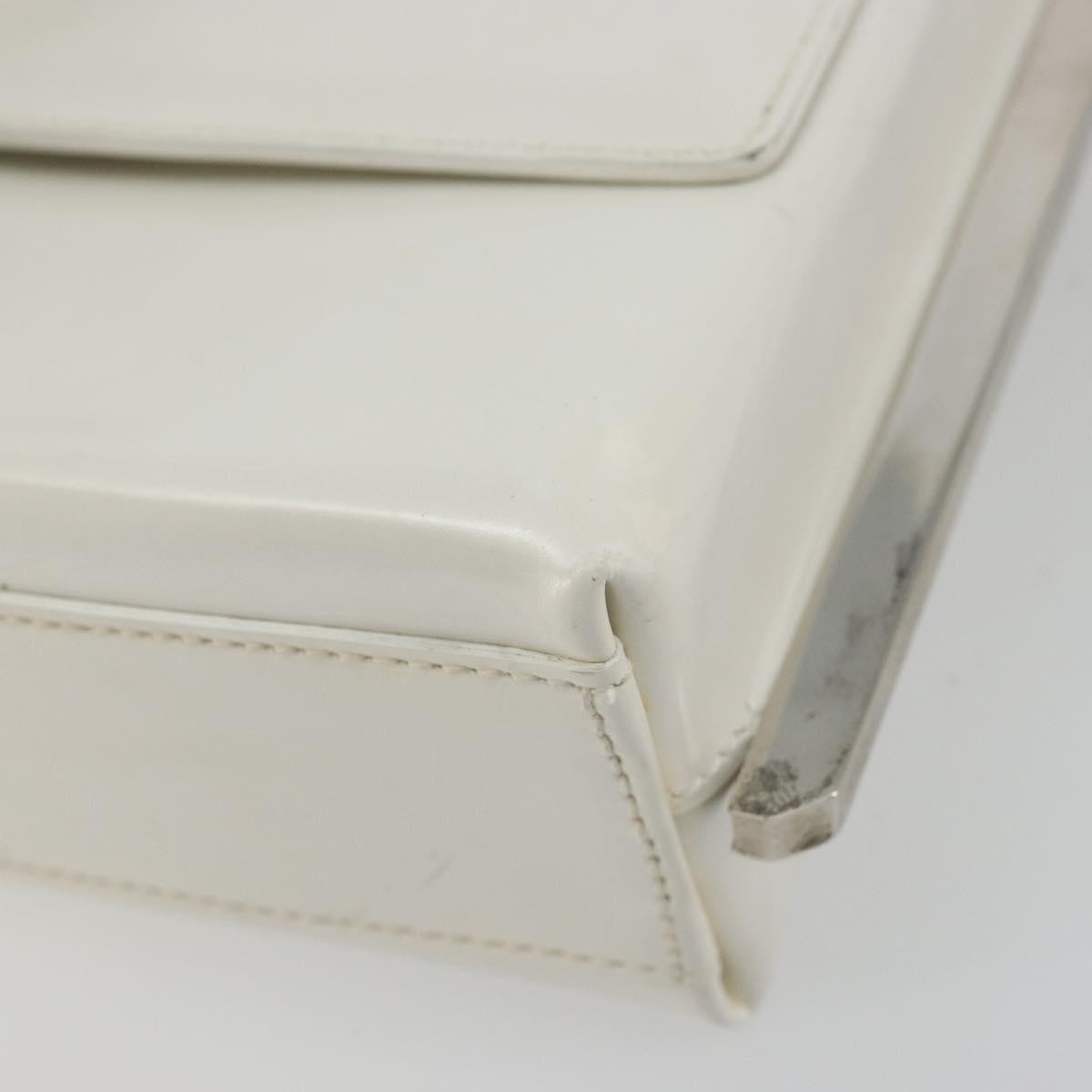 Salvatore Ferragamo Vintage Chain Patent Leather White Patent_Leather Shoulder Bag Bag (Pre-Owned)