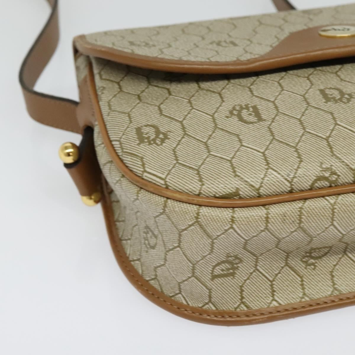 Christian Dior Vintage Honeycomb Canvas Beige Canvas Shoulder Bag Bag (Pre-Owned)